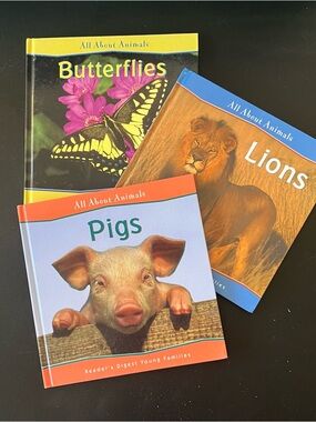 All About Animals Books: Pigs, Lions, Butterflies. Hardcover Children's Books